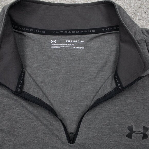 Under Armour Threadborne Sweatshirt Adult 2XL XXL Gray UA 1/4 Zip L/S Sweater - Picture 7 of 12